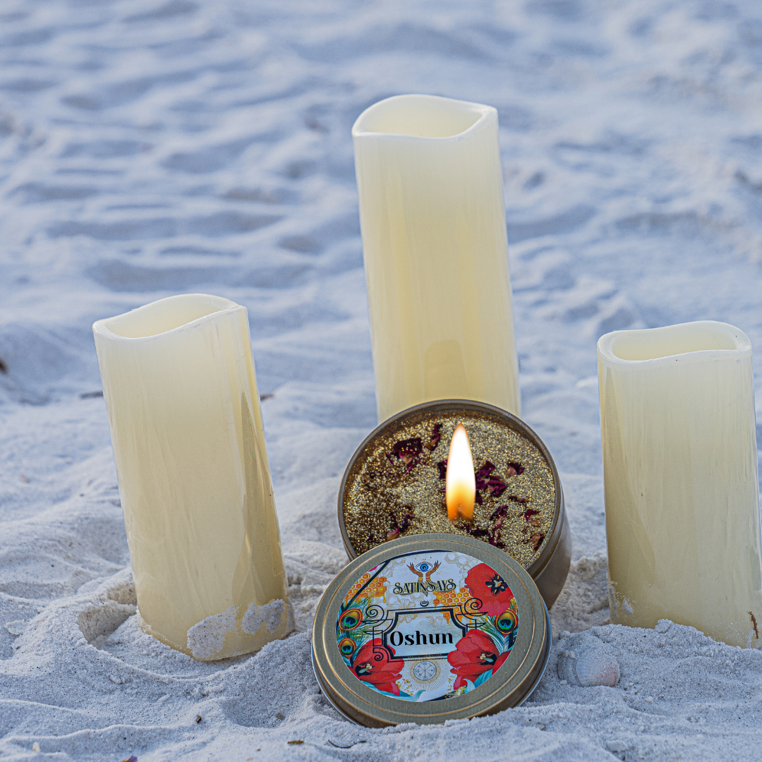 Satin's Magickal© Fixed Candle: Oshun Goddess of Love